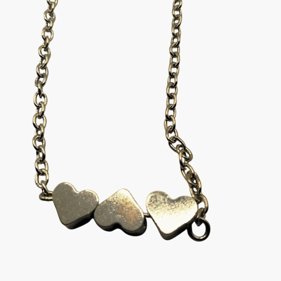 Silver Heart Pendant Necklace With Adjustable Chain Valentine - Picture 1 of 5